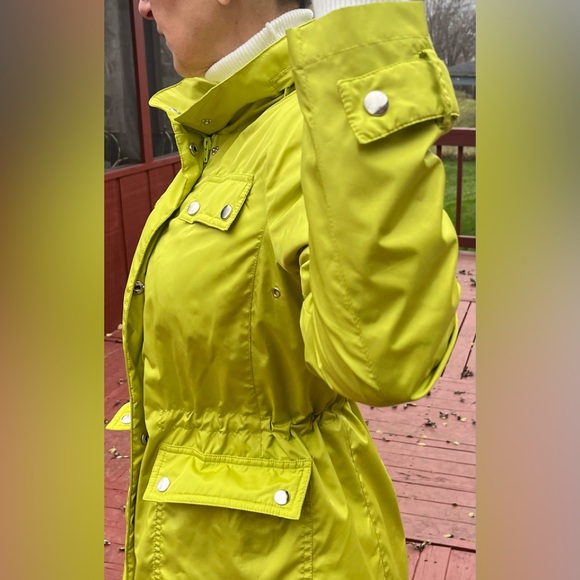 Alfani beautiful lime lightweight, lined jacket, waist drawlive, zipper,hood S/P - Picture 10 of 13
